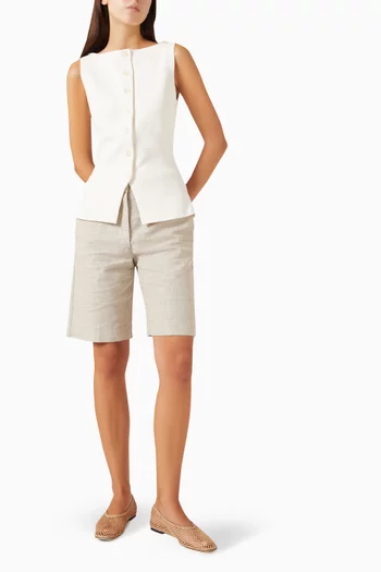 Slim Waistcoat in Cotton-blend Crepe