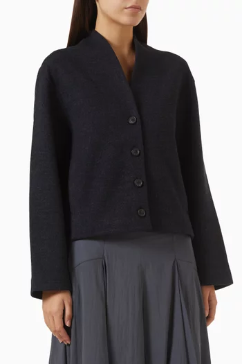 Shawl-collar Cardigan in Boiled Wool-blend