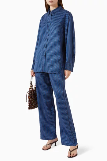 Folded-cuff Striped Shirt in Cotton-blend