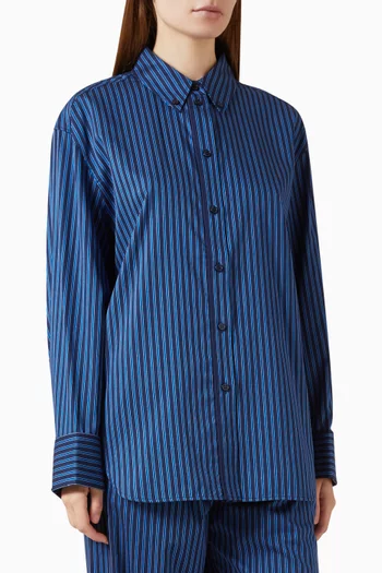 Folded-cuff Striped Shirt in Cotton-blend