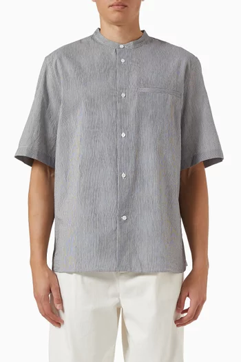 Grandad-collar Shirt in Viscose Blend