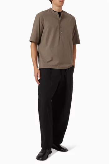 Pleated Barrel-leg Pants in Cotton Blend