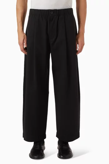 Pleated Barrel-leg Pants in Cotton Blend