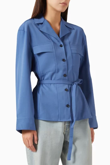 Belted Workwear Shirt in Merino-blend