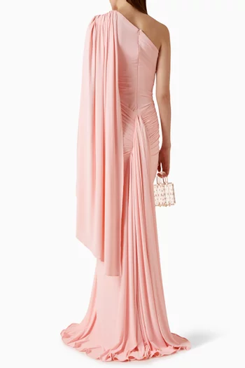 One-shoulder Ruched Dress in Jersey