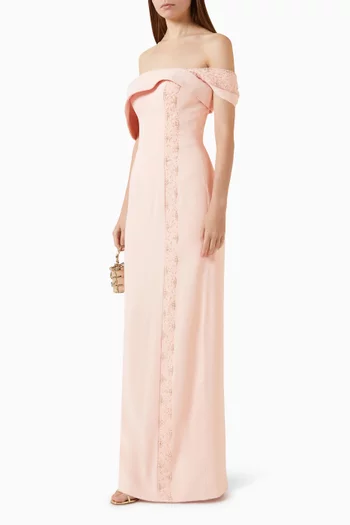 Off-shoulder Gown in Crepe