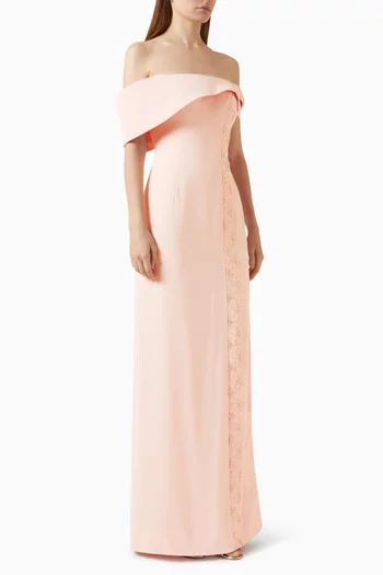 Off-shoulder Gown in Crepe