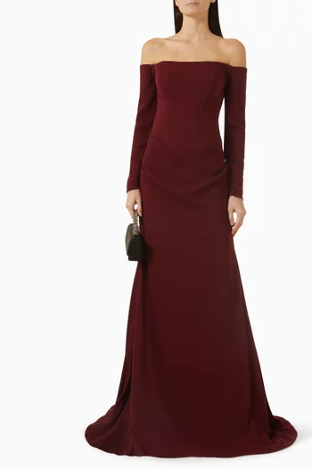 Off-shoulder Gown in Crepe