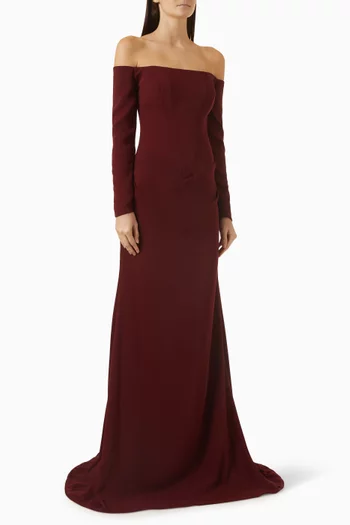 Off-shoulder Gown in Crepe