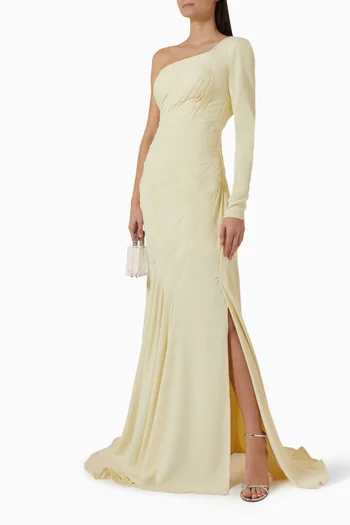 One-shoulder Gown in Crepe
