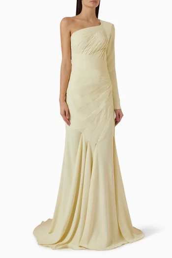One-shoulder Gown in Crepe