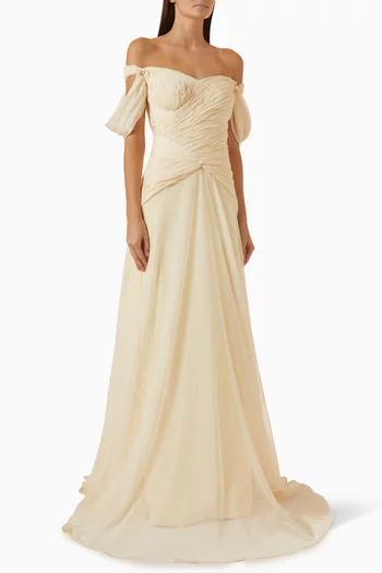 Off-shoulder Gown in Chiffon