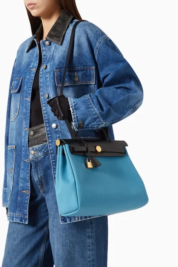 Unused Herbag Zip 31 Bag in Toile Canvas & Hunter Leather