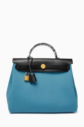 Unused Herbag Zip 31 Bag in Toile Canvas & Hunter Leather