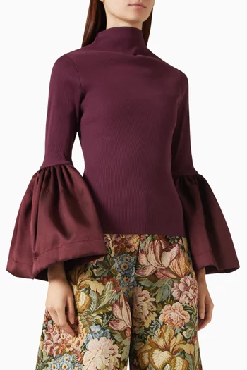 Turtleneck Puff Sleeve Top