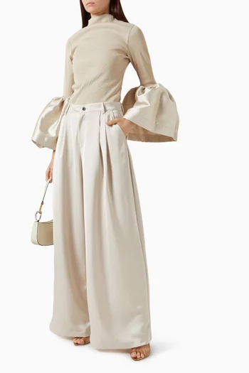 Turtleneck Puff Sleeve Top