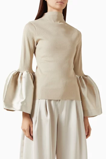 Turtleneck Puff Sleeve Top