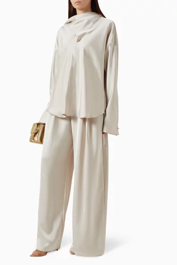 Halterneck Draped Top in Satin