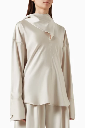 Halterneck Draped Top in Satin