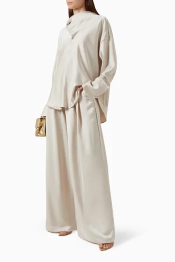 Classic Pleated Pants in Satin