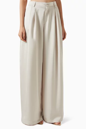 Classic Pleated Pants in Satin