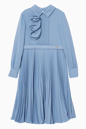 Ruffle-detail Dress in Plisse