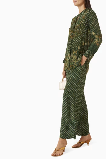 Printed Top & Pants Set in Crepe