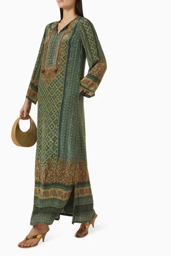 Printed Maxi Dress in Crepe