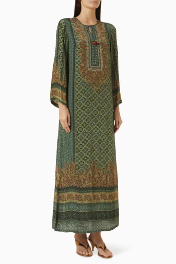 Printed Maxi Dress in Crepe