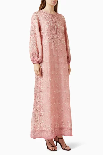 Printed Kaftan in Linen