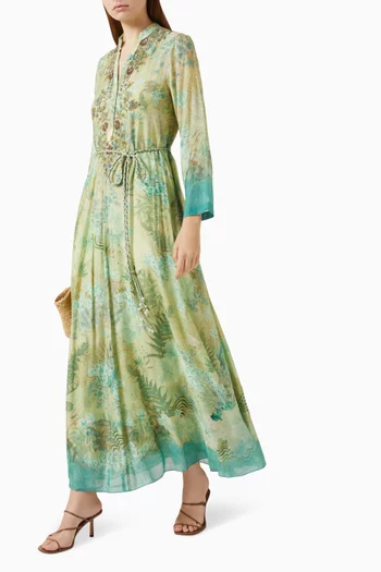 Printed Belted Kaftan in Lyocell