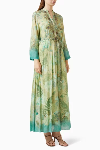 Printed Belted Kaftan in Lyocell