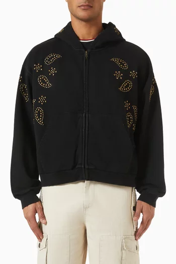 Stud Zip Hoodie in Cotton