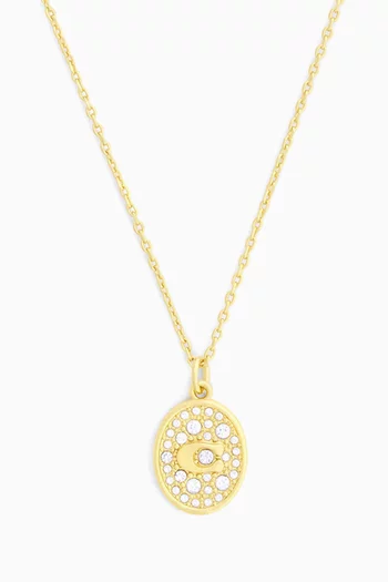 Signature C Pavé Signet Pendant Necklace