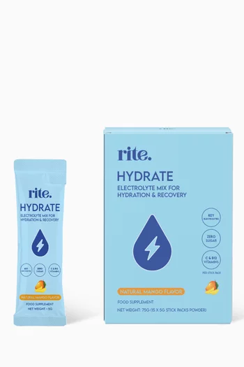 Hydrate Mango Electrolytes Drink Mix, 15 Sticks