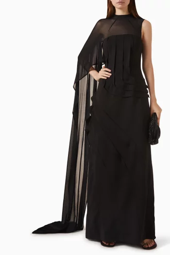 Aurene Cape Dress in Mesh