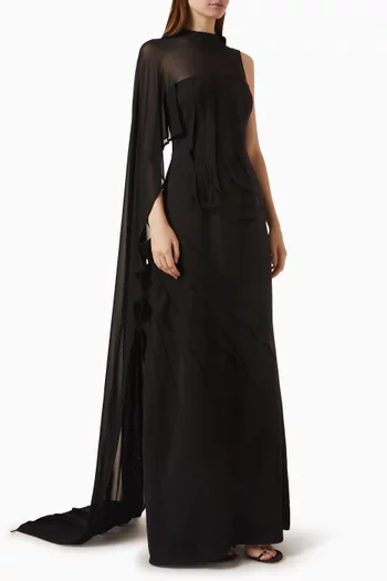 Aurene Cape Dress in Mesh