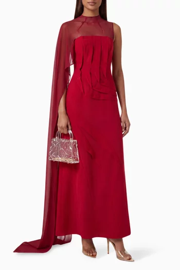 Aurene Cape Dress in Mesh