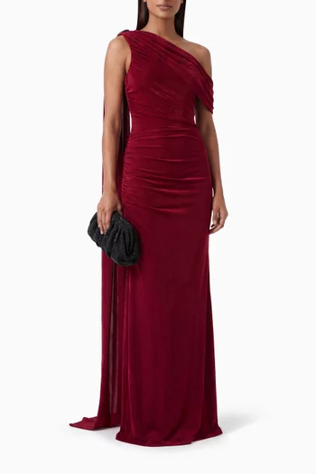 Lorene Cape Dress in Jersey