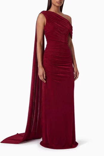 Lorene Cape Dress in Jersey