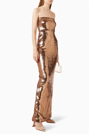 Strapless Sequin Gown