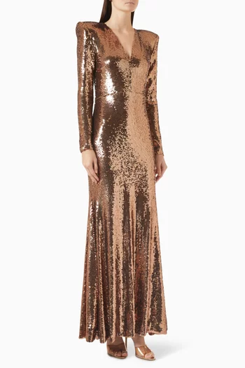 V-neck Sequin Gown