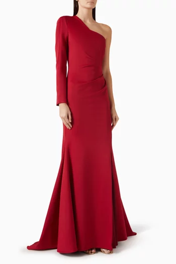One-shoulder Gown in Neoprene