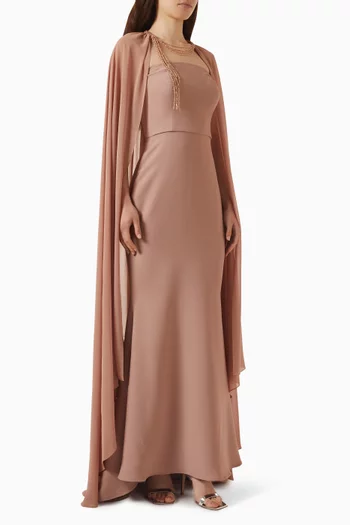 Bead-embellished Cape & Dress Set