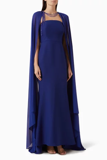 Bead-embellished Cape & Dress Set