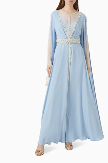 Embellished Lace-panel Kaftan