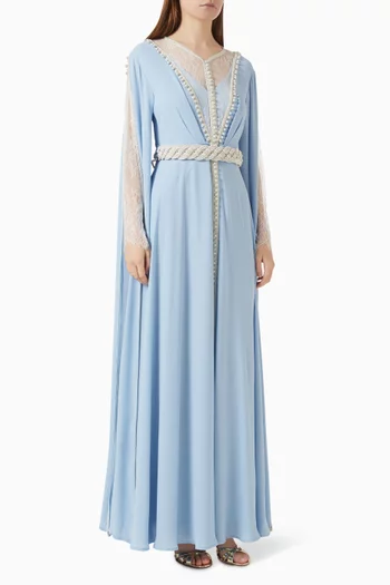 Embellished Lace-panel Kaftan
