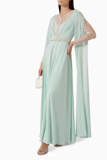 Embellished Lace-panel Kaftan