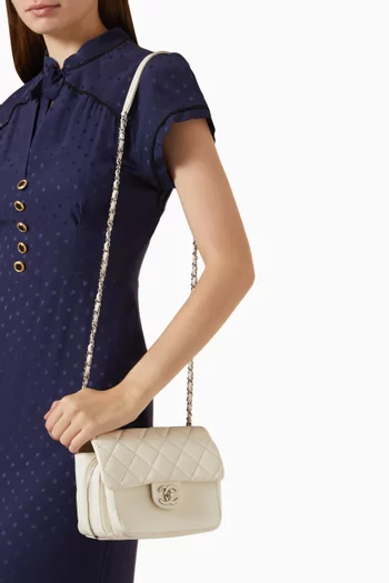 Square Flap Bag in Aged Calfskin Leather