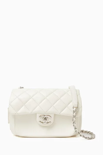 Square Flap Bag in Aged Calfskin Leather
